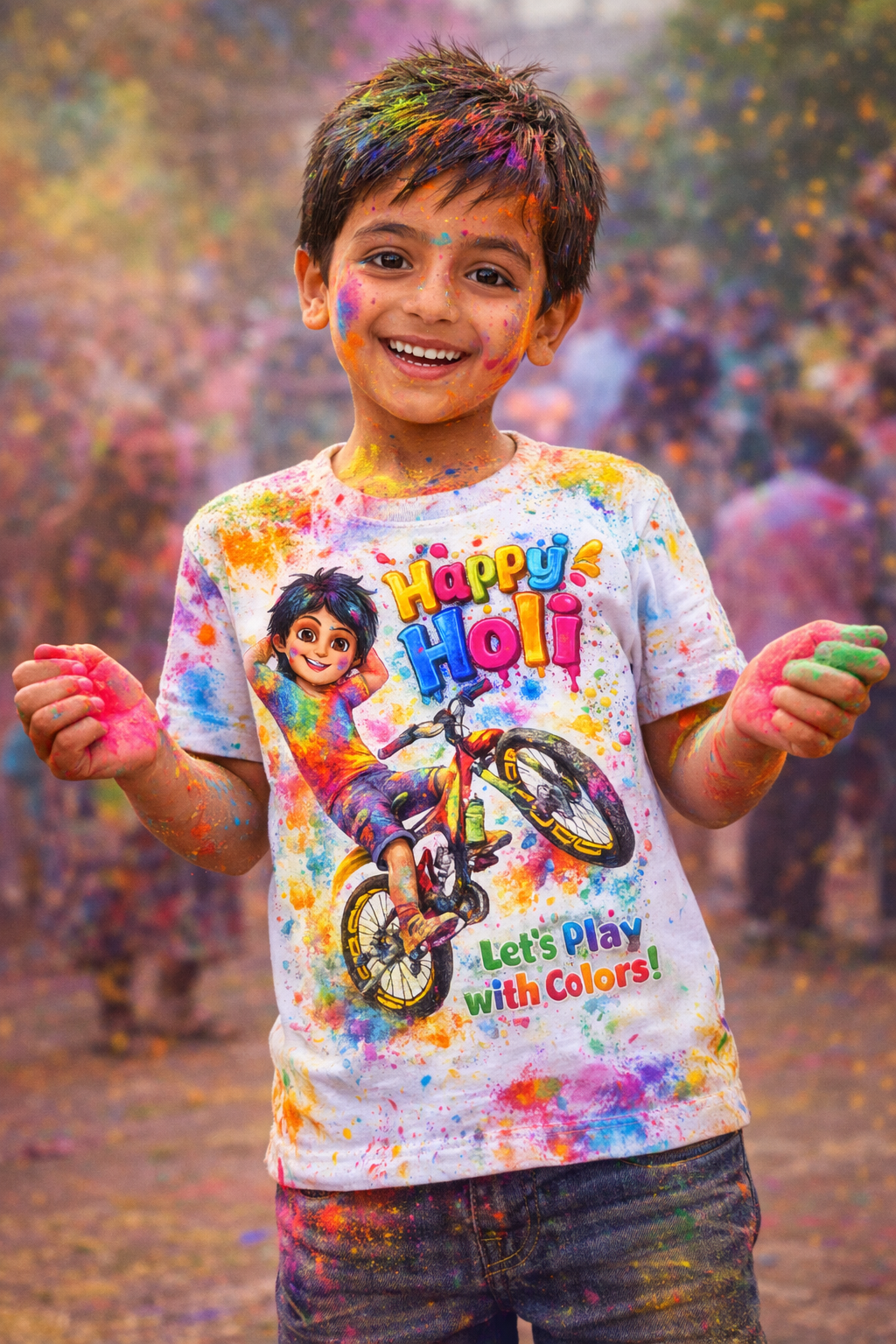 Happy Holi – Kids Shiva Cartoon T-Shirt
